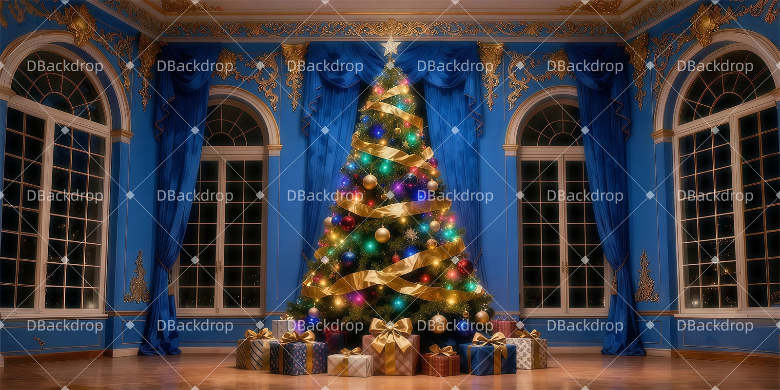 Theater Backdrop Sparkling Gift Night Christmas Stage Backdrops UK LXX511-T79