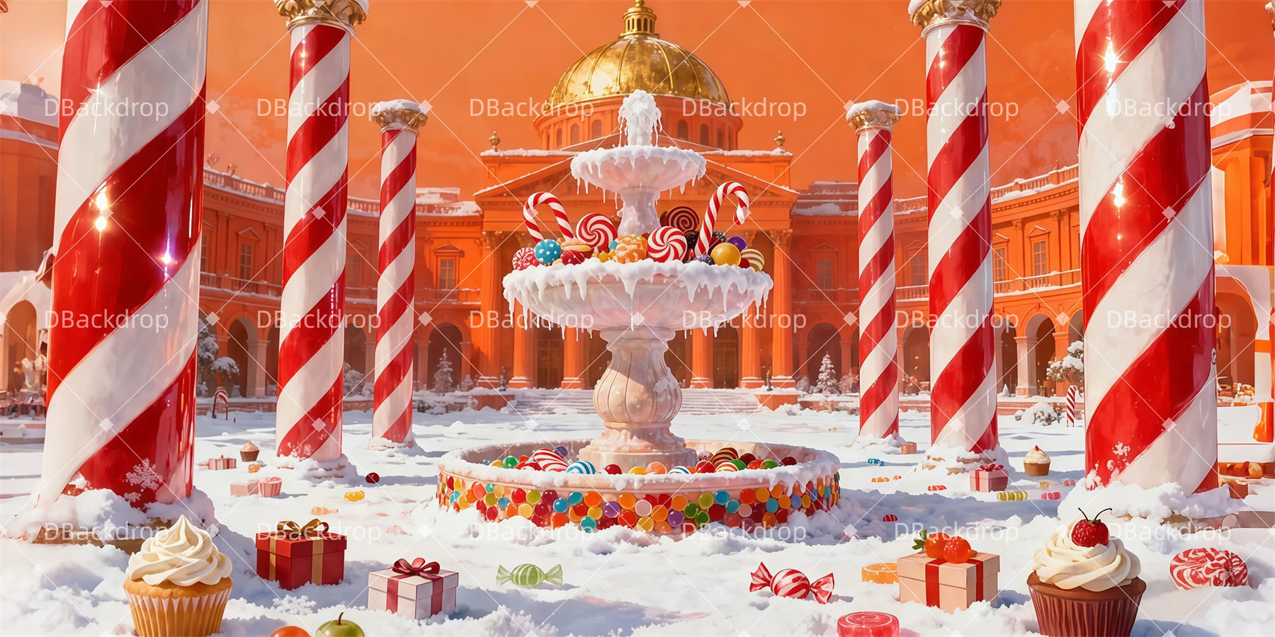Nutcracker Stage Backdrop Sugar Fountain Square Theater Backdrops UK LXX511-T86