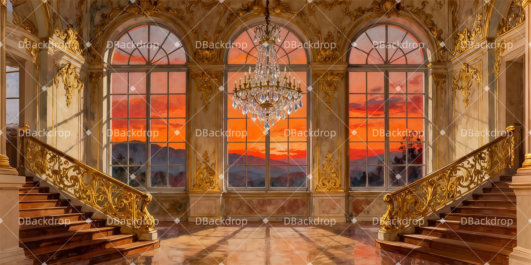 Movie Theater Backdrop Royal Marble Stairs Stage Backdrops For Sale UK LXX511-T87