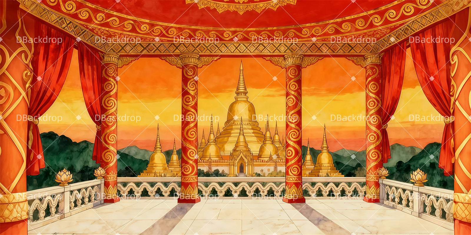 Theater Backdrop Golden Palace Terrace Professional Stage Backdrops UK LXX511-T92