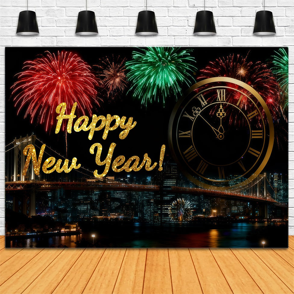 New Years Backdrop Fireworks Midnight City Countdown New Year's Eve Backdrop UK LXX512-1