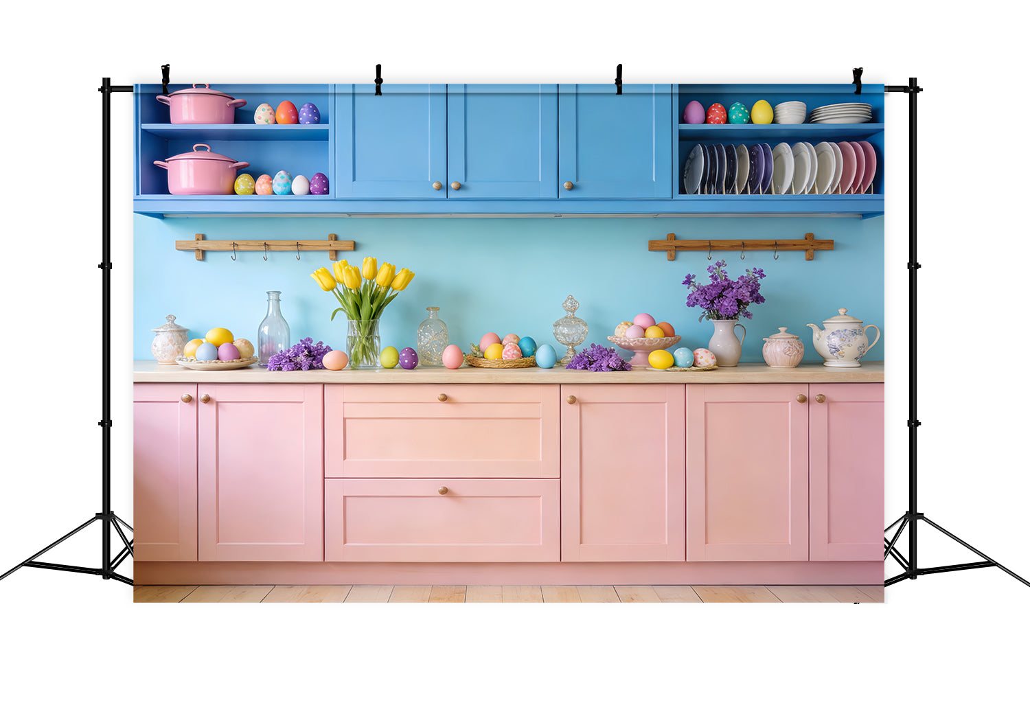 Easter Backdrop Pastel Kitchen Egg Display Rustic Easter Backdrop UK LXX512-103
