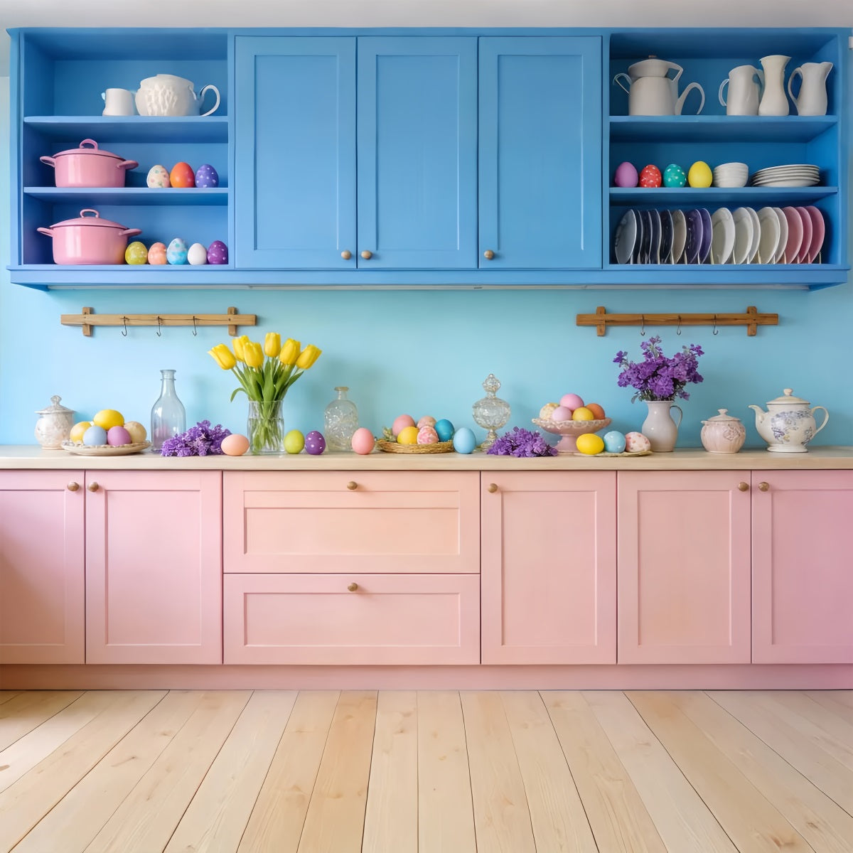 Easter Backdrop Pastel Kitchen Egg Display Rustic Easter Backdrop UK LXX512-103