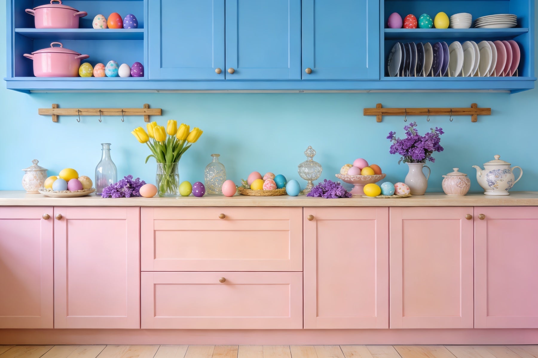 Easter Backdrop Pastel Kitchen Egg Display Rustic Easter Backdrop UK LXX512-103