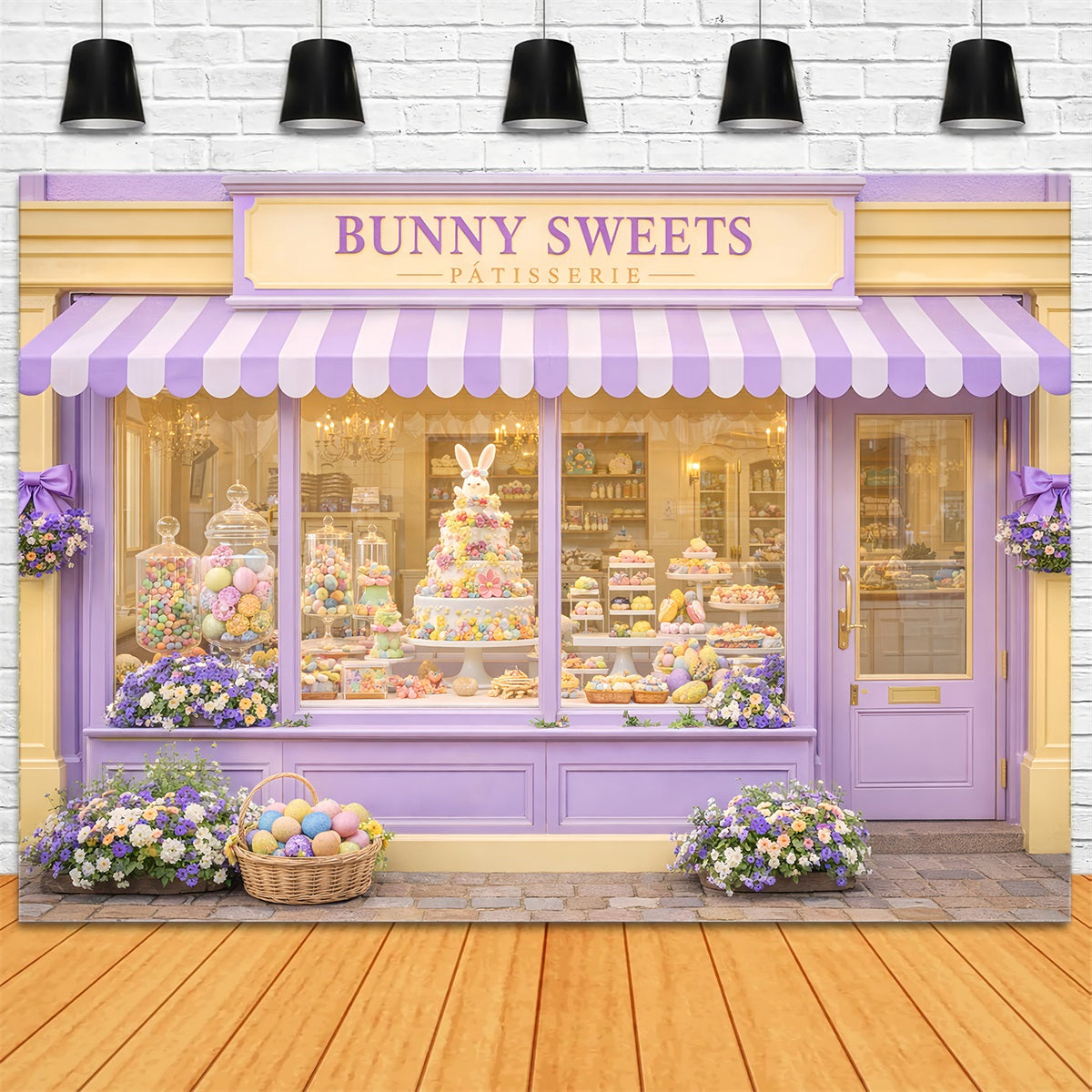 Happy Easter Backdrop Bunny Sweets Candy Shop Easter Egg Backdrop UK LXX512-108