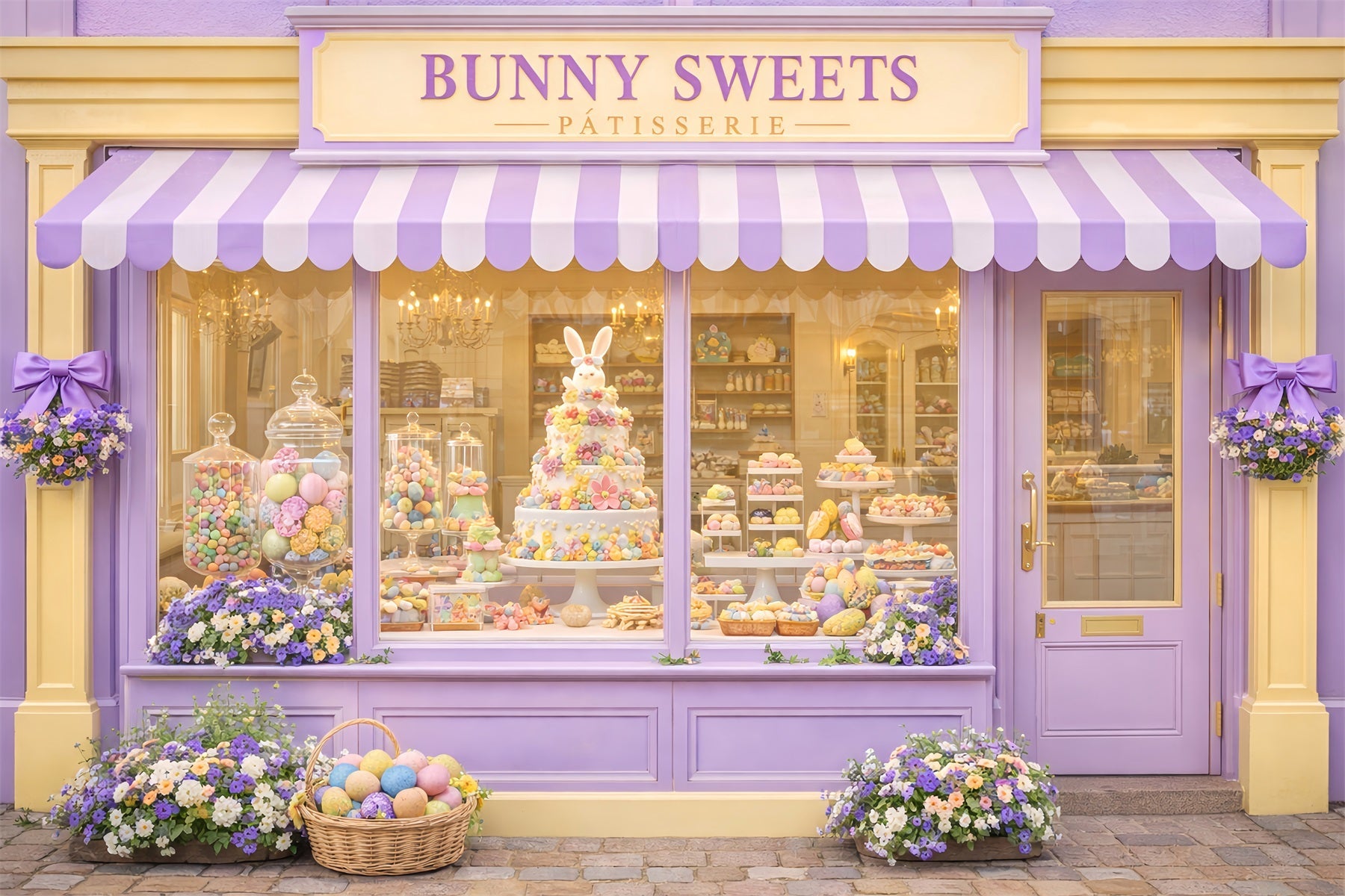 Happy Easter Backdrop Bunny Sweets Candy Shop Easter Egg Backdrop UK LXX512-108