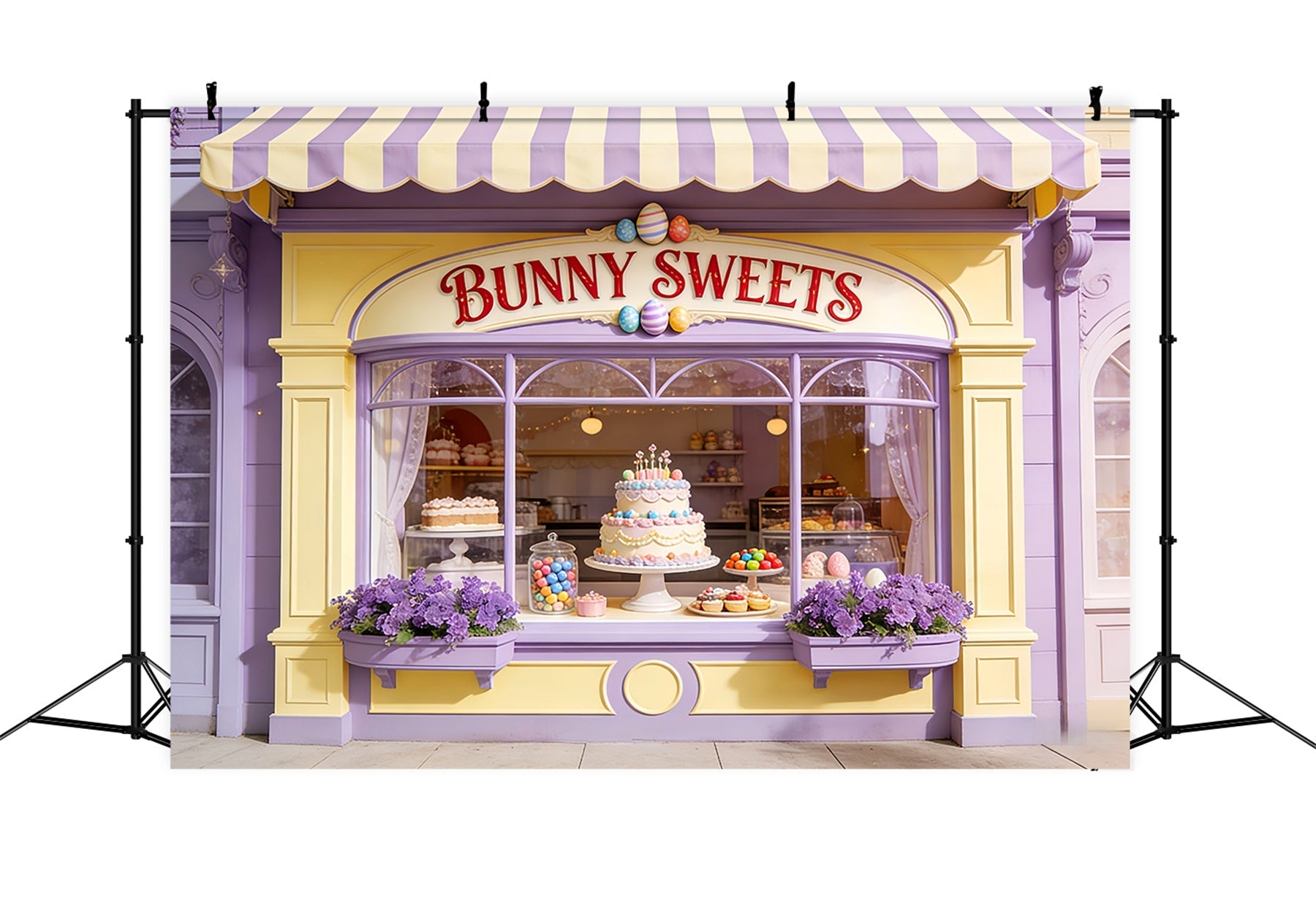 Easter Egg Backdrop Bunny Sweets Cake Window Happy Easter Backdrop UK LXX512-109