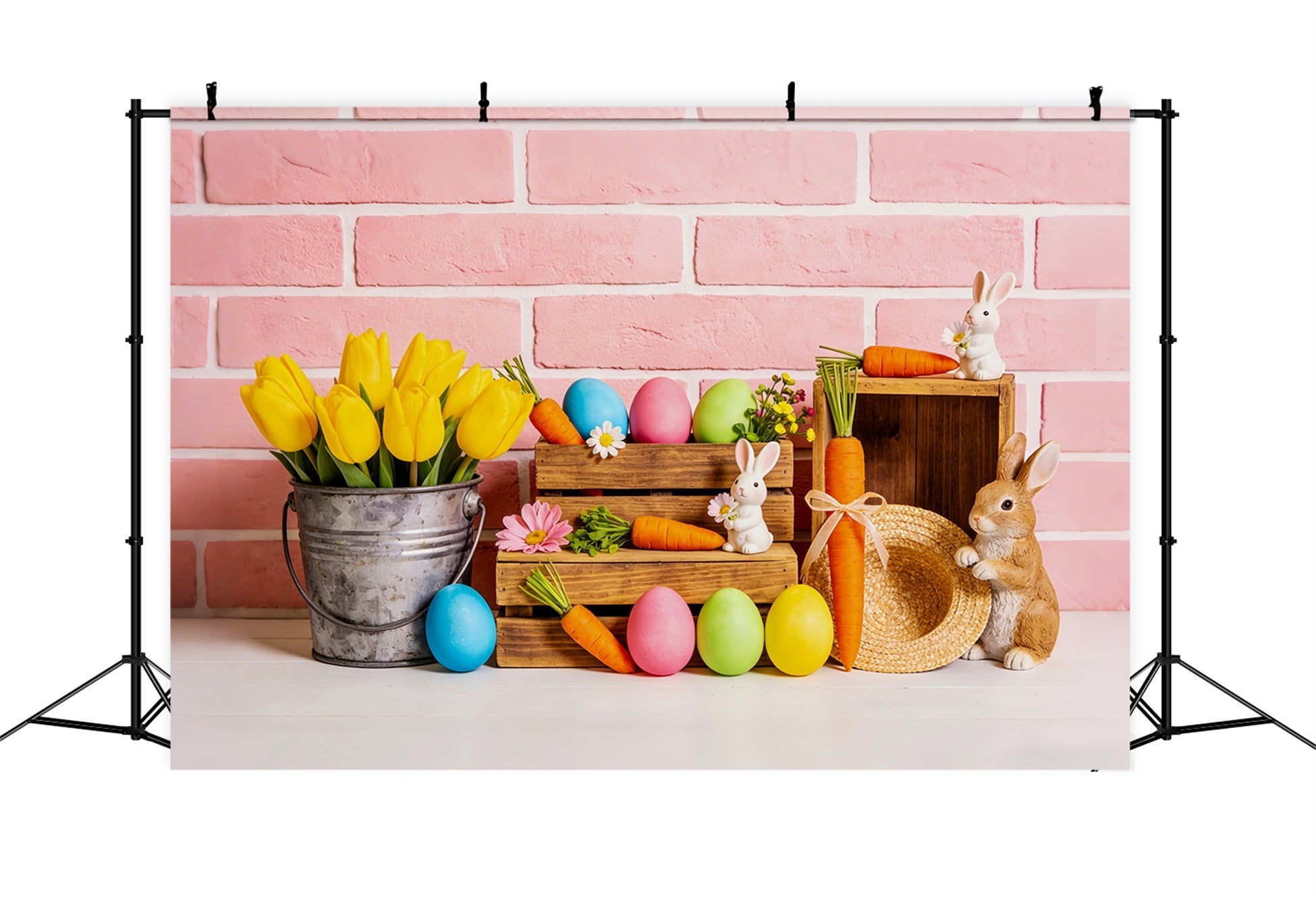 Peter Rabbit Backdrop Tulip Bucket Carrot Bunny Easter Egg Backdrop UK LXX512-111