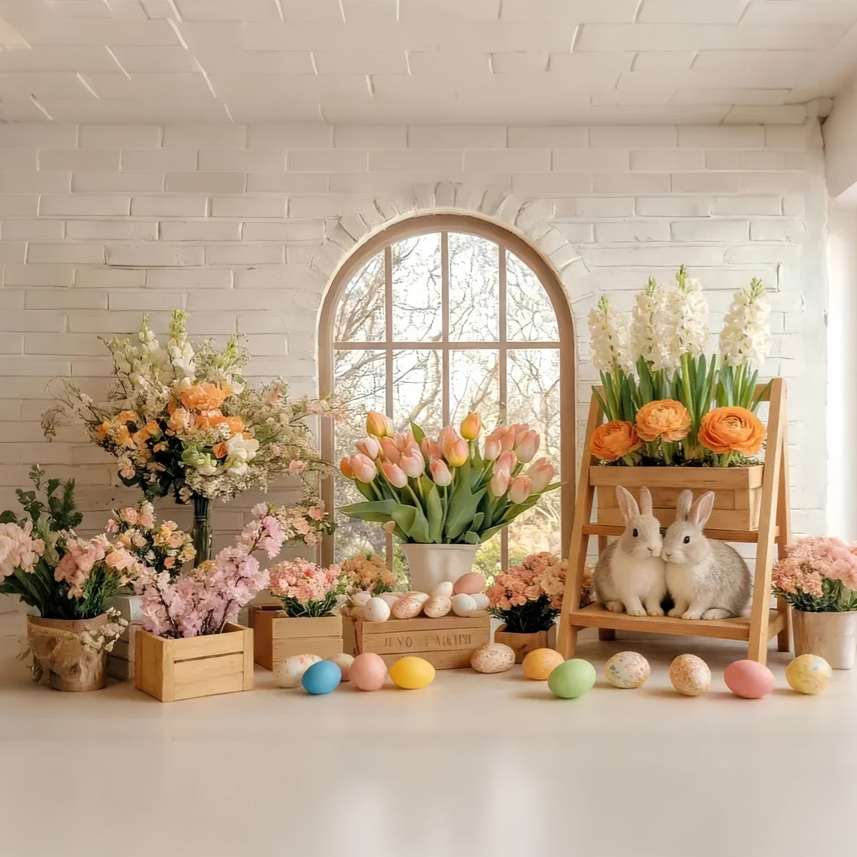 Tulip Backdrop Sunlit Spring Bunny Flower Studio Peter Rabbit Backdrop UK LXX512-113