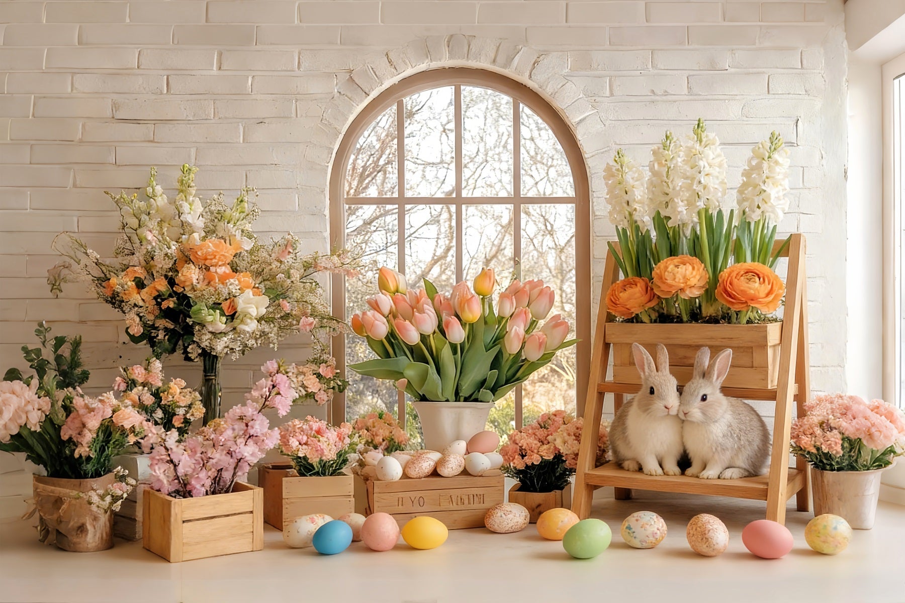 Tulip Backdrop Sunlit Spring Bunny Flower Studio Peter Rabbit Backdrop UK LXX512-113