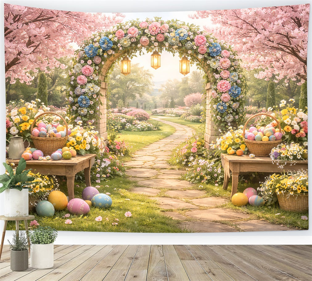 Easter Flower Backdrop Blooming Garden Floral Egg Arch Easter Backdrop Ideas UK LXX512-119