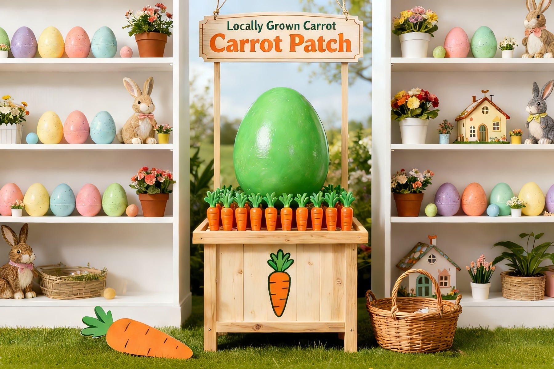 Peter Rabbit Backdrop Carrot Patch Bunny Display Easter Backdrop UK LXX512-121