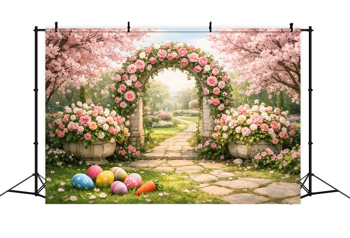 Easter Egg Hunt Backdrop Blossom Rose Garden Archway Easter Backdrop UK LXX512-122