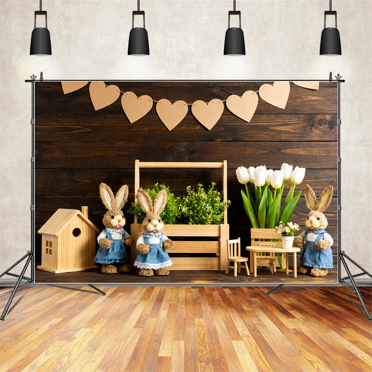 Rustic Easter Backdrop Rustic Bunny Wood Display Peter Rabbit Backdrop UK LXX512-123