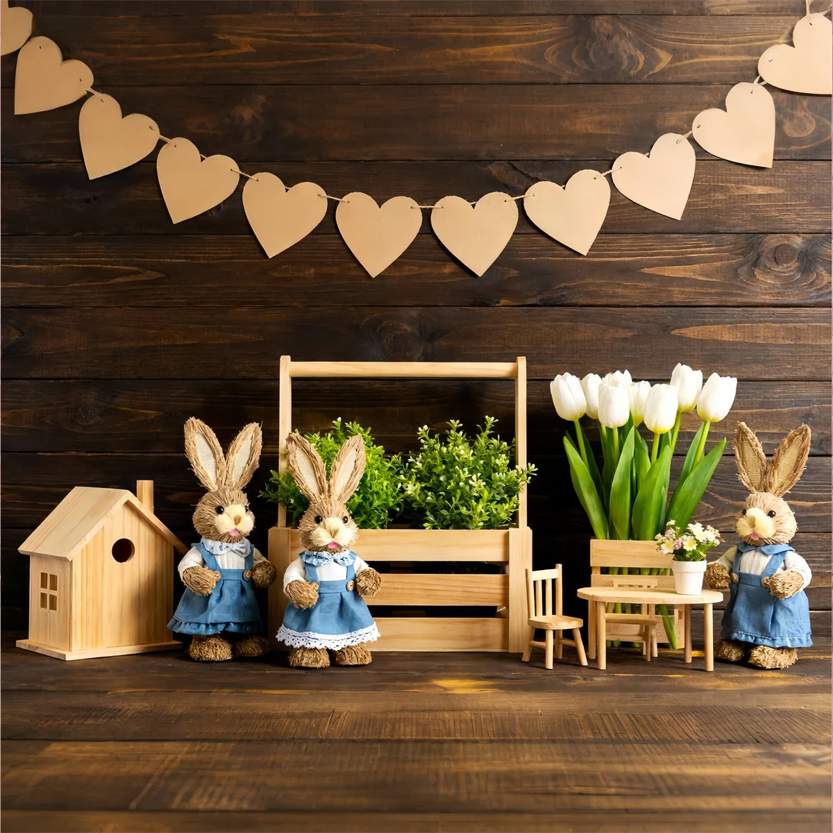 Rustic Easter Backdrop Rustic Bunny Wood Display Peter Rabbit Backdrop UK LXX512-123