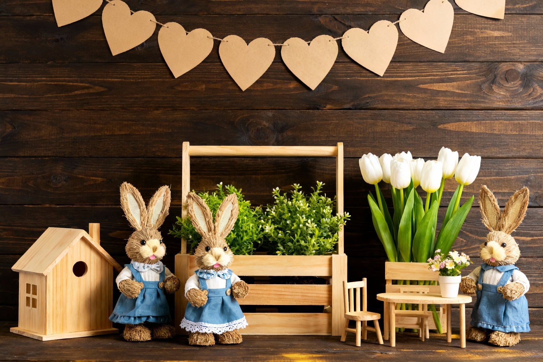 Rustic Easter Backdrop Rustic Bunny Wood Display Peter Rabbit Backdrop UK LXX512-123