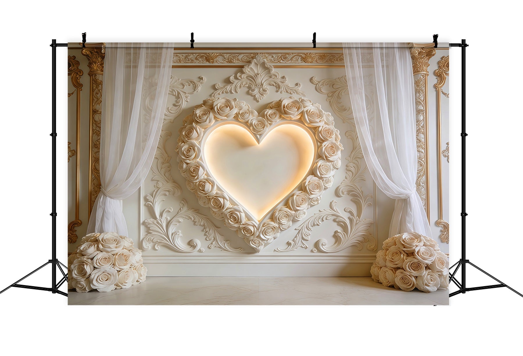 Heart Backdrop Ivory Rose Heart Wall Living Room Valentine Backdrop UK LXX512-143