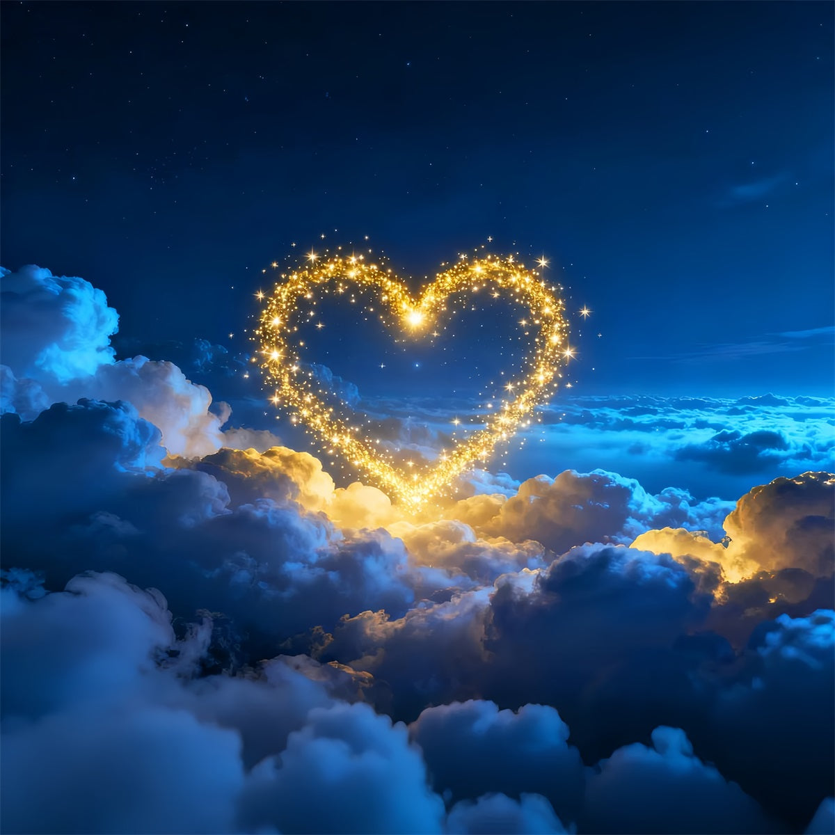 Glitter Valentine Backdrop Golden Sparkle Heart Clouds Love Backdrops UK LXX512-148