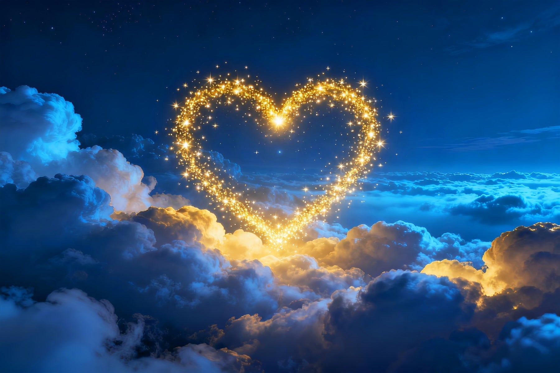 Glitter Valentine Backdrop Golden Sparkle Heart Clouds Love Backdrops UK LXX512-148