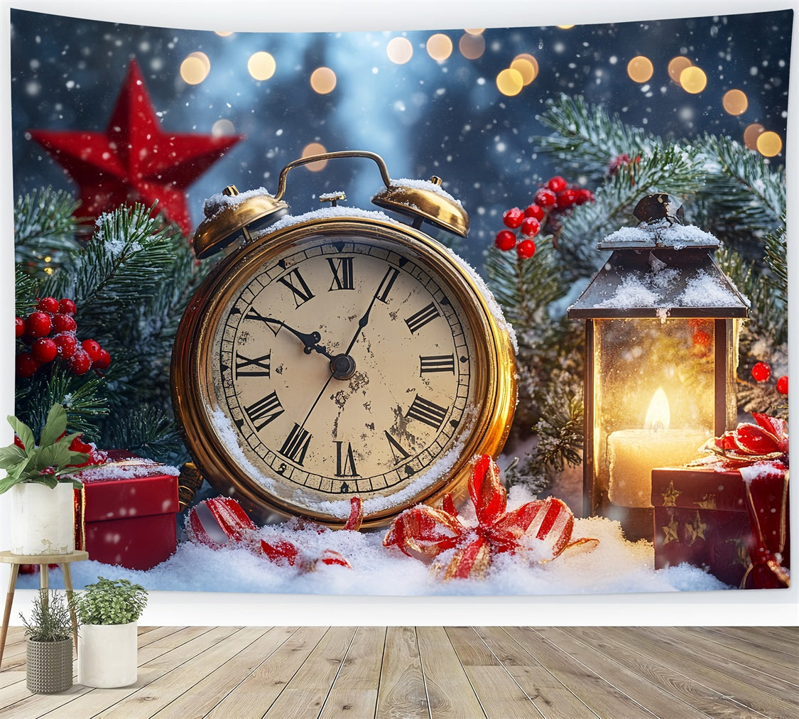 New Year's Backdrops Snowy Countdown Shimmer Bokeh Clock Photo Backdrop UK LXX512-15