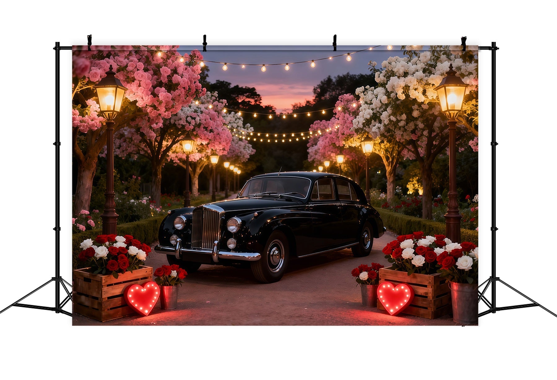 Valentine Backdrop Blossom Vintage Truck Romance Red Roses Backdrop UK LXX512-151