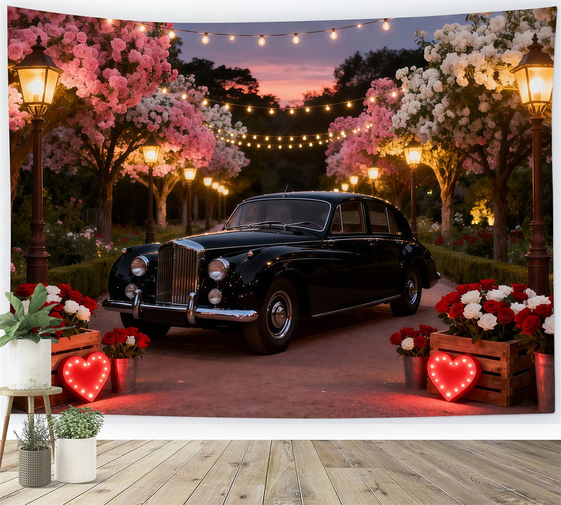 Valentine Backdrop Blossom Vintage Truck Romance Red Roses Backdrop UK LXX512-151