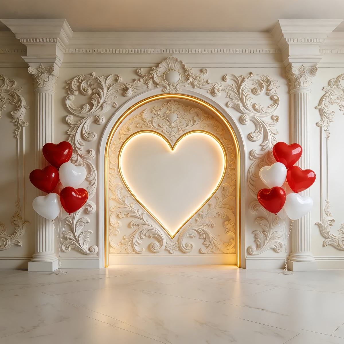 Hearts Backdrop Vintage Wall Heart Balloon Valentine's Day Backdrop UK LXX512-155