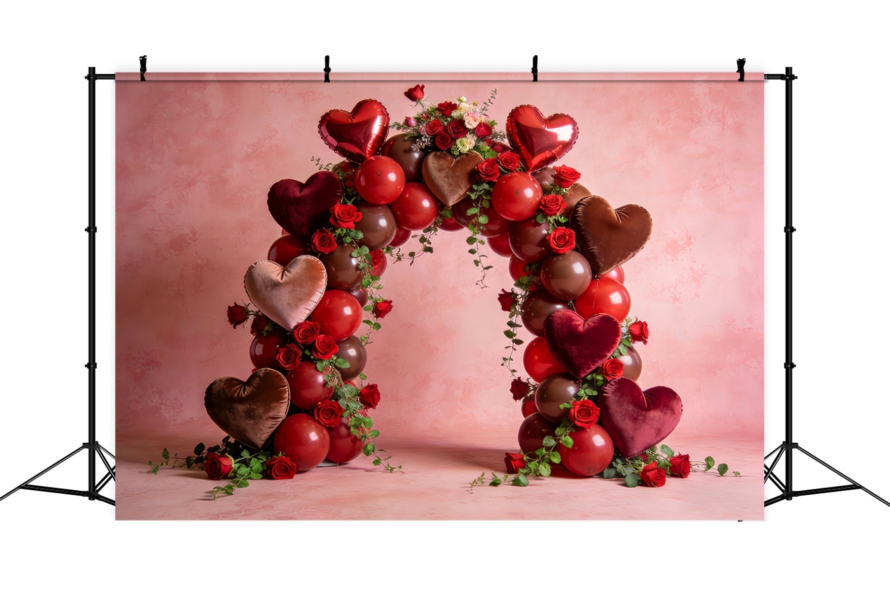 Love Backdrops Rose Heart Balloon Elegance Floral Arch Valentine Backdrop UK LXX512-162