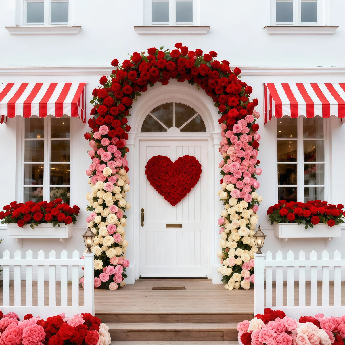 Valentine Backdrop Ideas Rose Cottage Entrance Floral Arch Valentine Backdrop UK LXX512-164