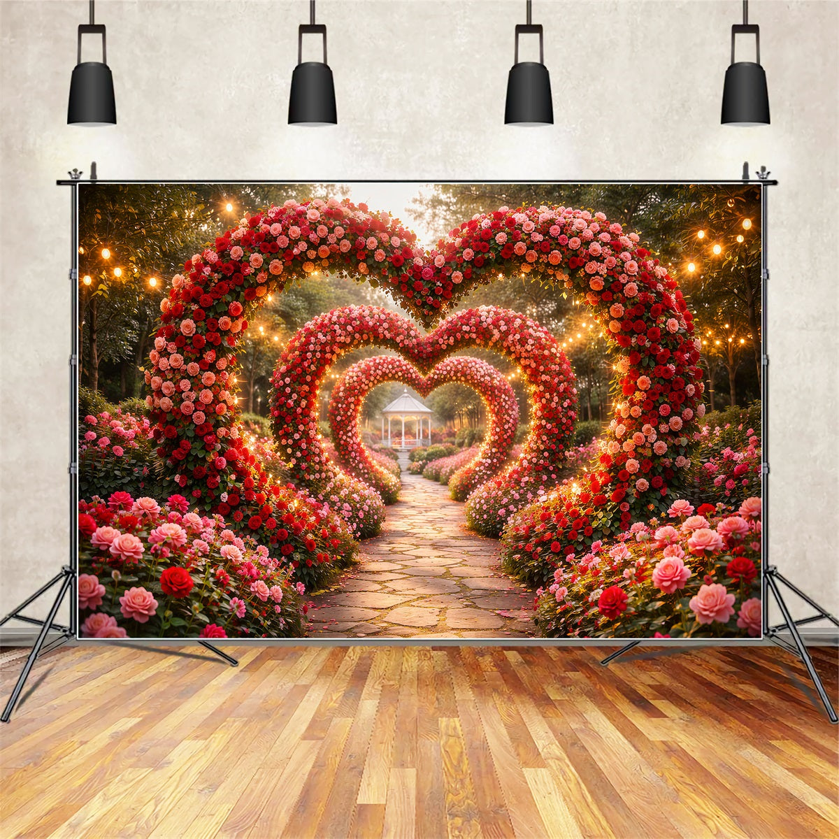 Valentine's Day Backdrop Enchanted Flower Heart Tunnel Valentine Backdrops UK LXX512-168