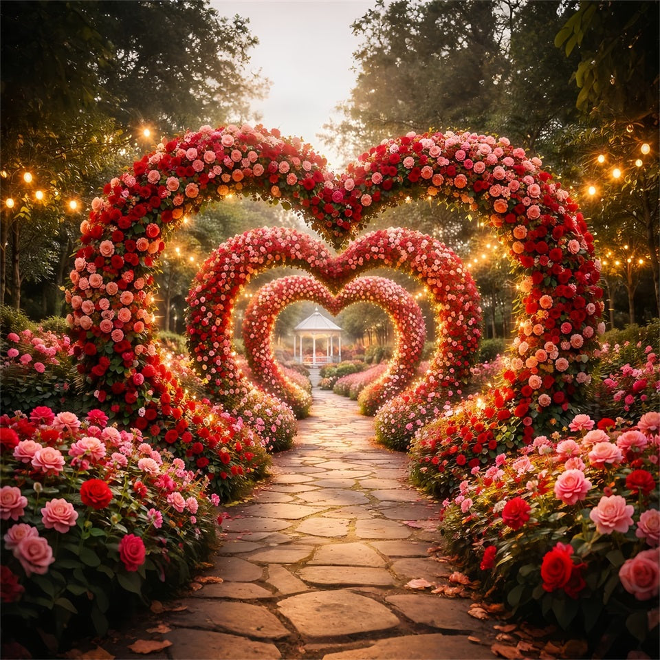 Valentine's Day Backdrop Enchanted Flower Heart Tunnel Valentine Backdrops UK LXX512-168