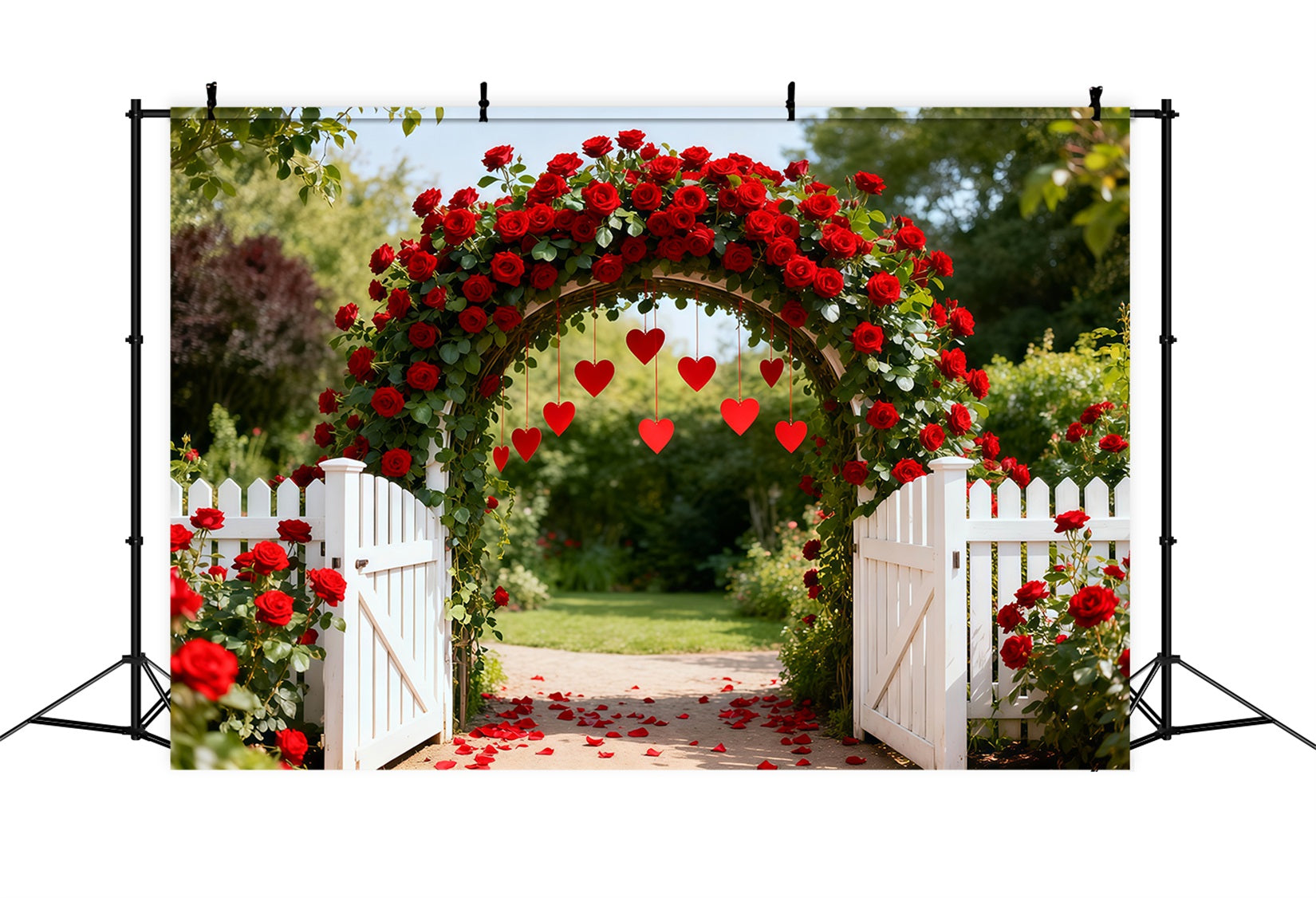 Floral Arch Valentine Backdrop Garden Rose Heart Archway Love Backdrops UK LXX512-169