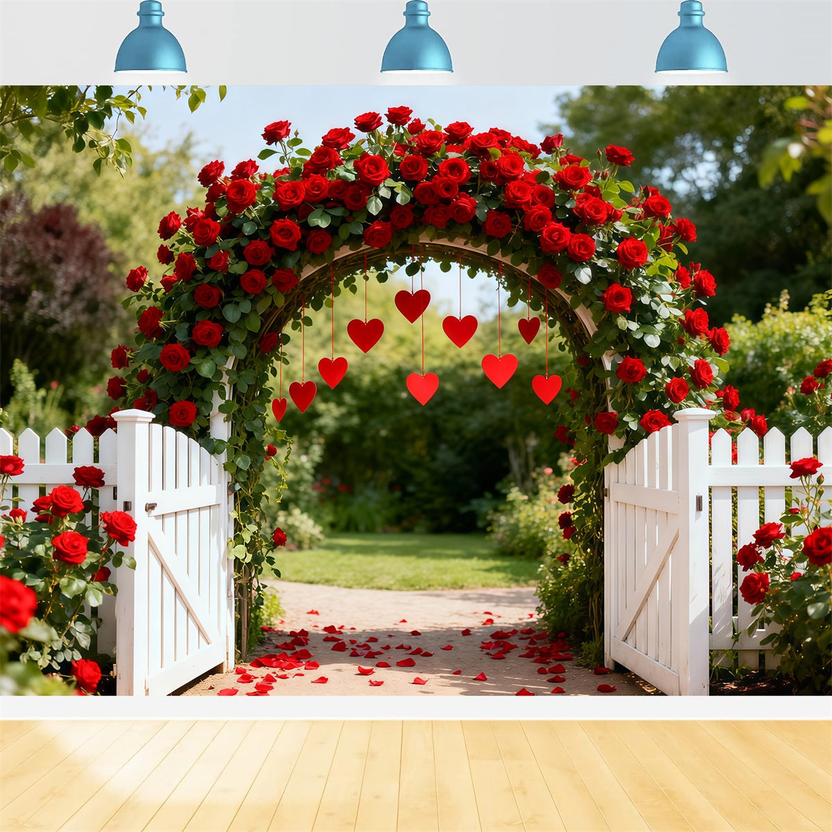 Floral Arch Valentine Backdrop Garden Rose Heart Archway Love Backdrops UK LXX512-169