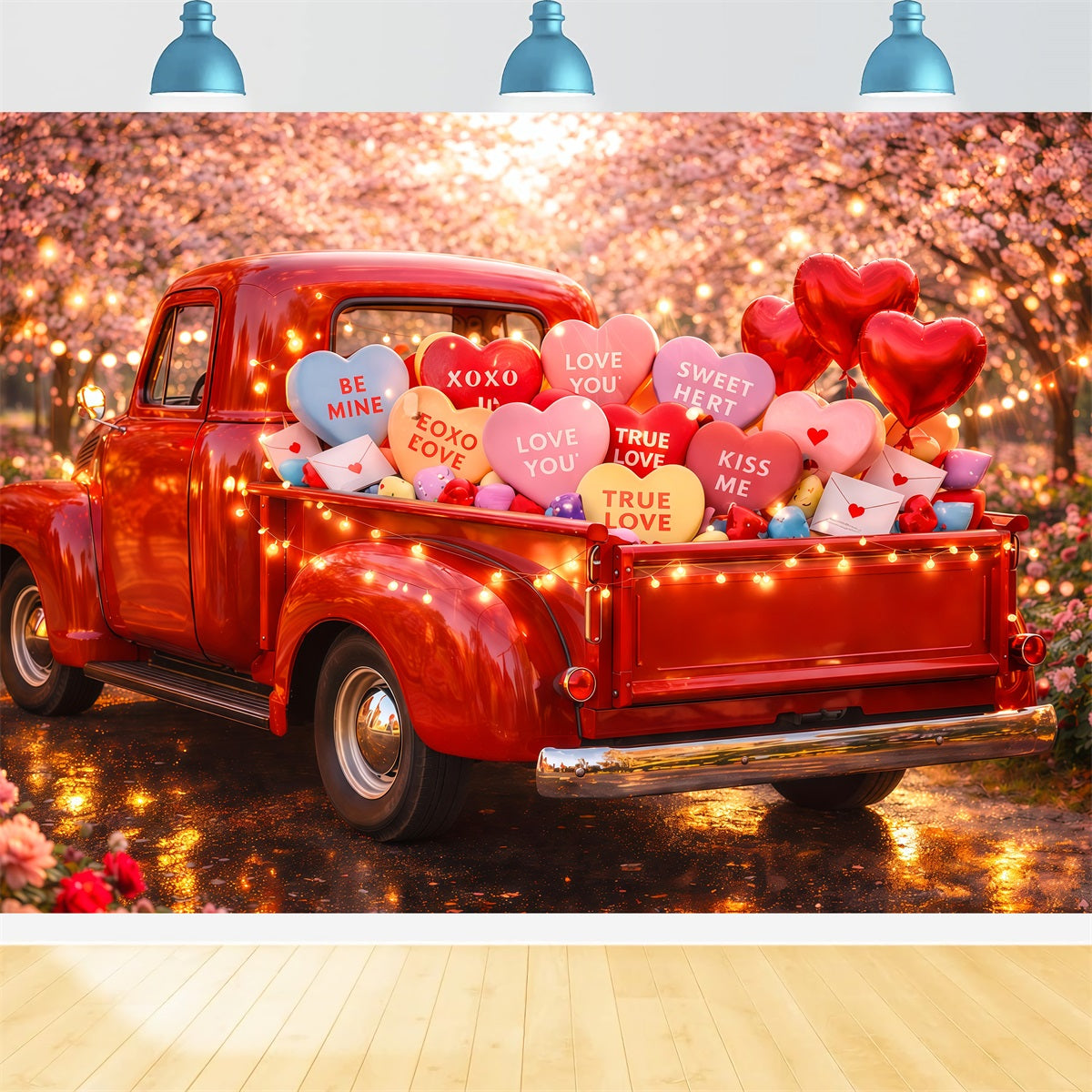 Valentine Backdrops Vintage Love Truck Candy Candy Hearts Backdrop UK LXX512-172