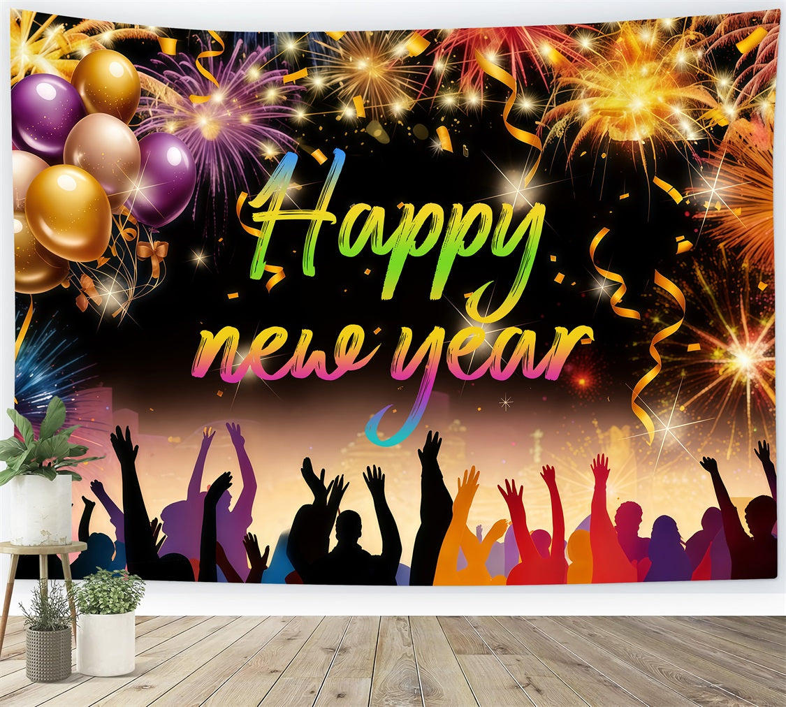New Year Backdrop Ideas Fireworks Party Crowd New Years Eve Balloon Backdrop UK LXX512-18