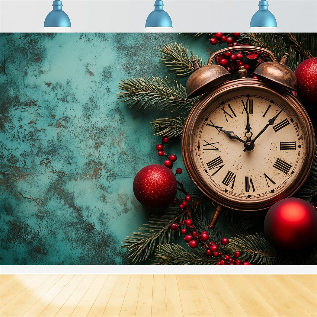 New Year Backdrop Vintage Countdown Holiday Accents Clock Photo Backdrop UK LXX512-22