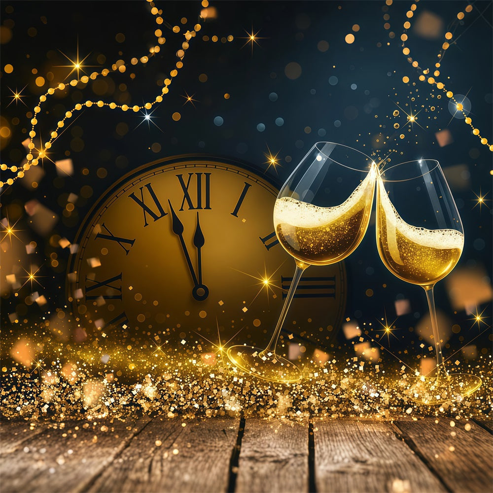 New Years Photo Backdrop Countdown Golden Toast Sparkles Bokeh Backdrop UK LXX512-23