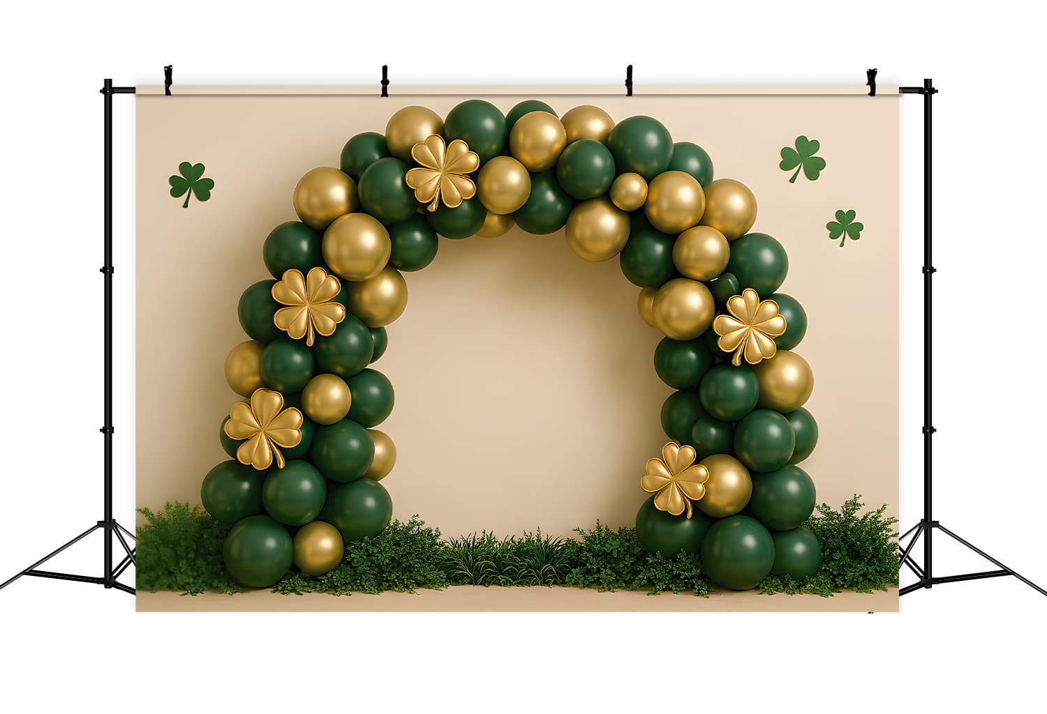 St Patrick Backdrop Emerald Gold Clover Balloon Arch Lucky One Backdrop UK LXX512-28