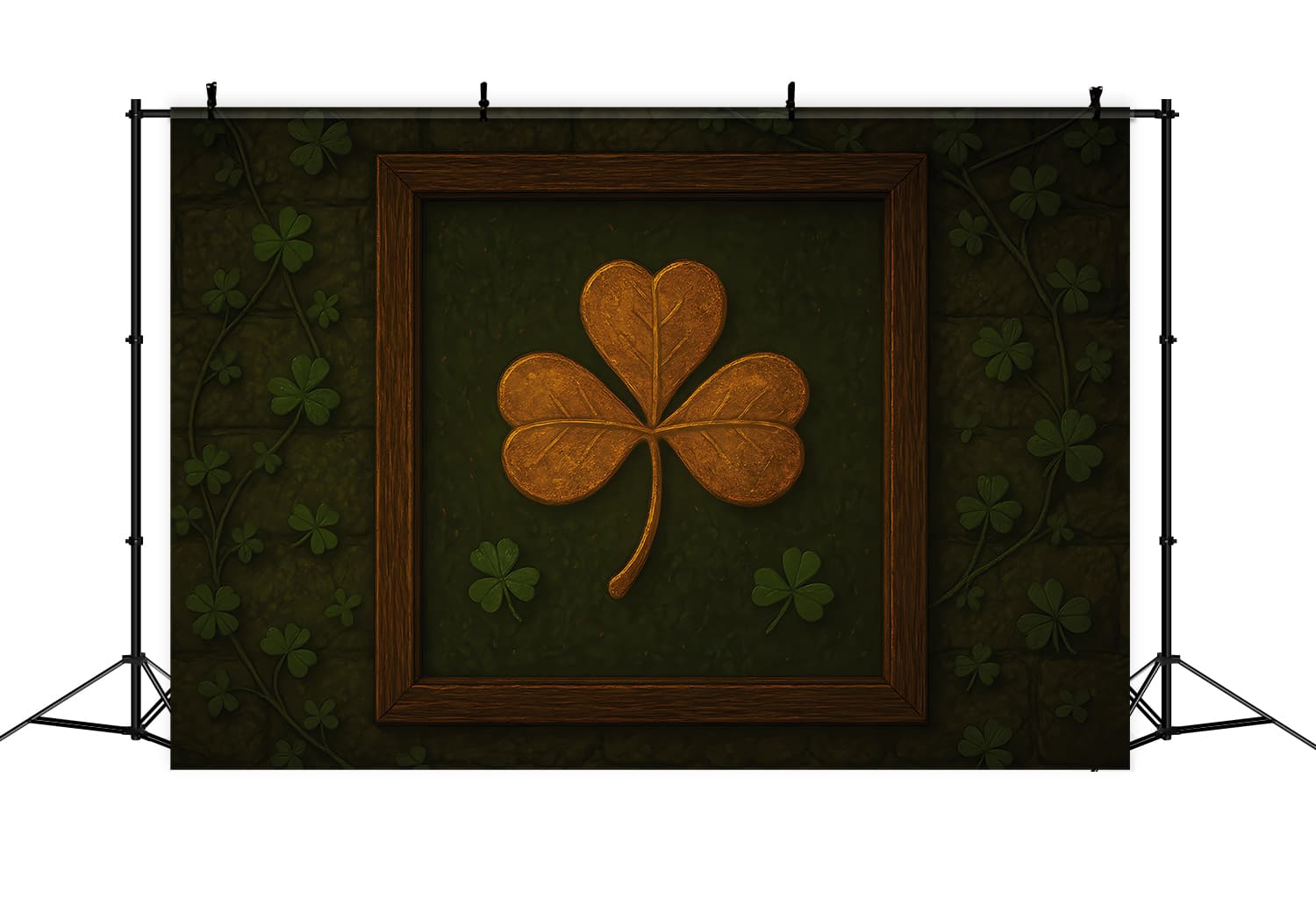 St Patrick Day Backdrop Rustic Clover Framed Emblem Lucky One Backdrop UK LXX512-37