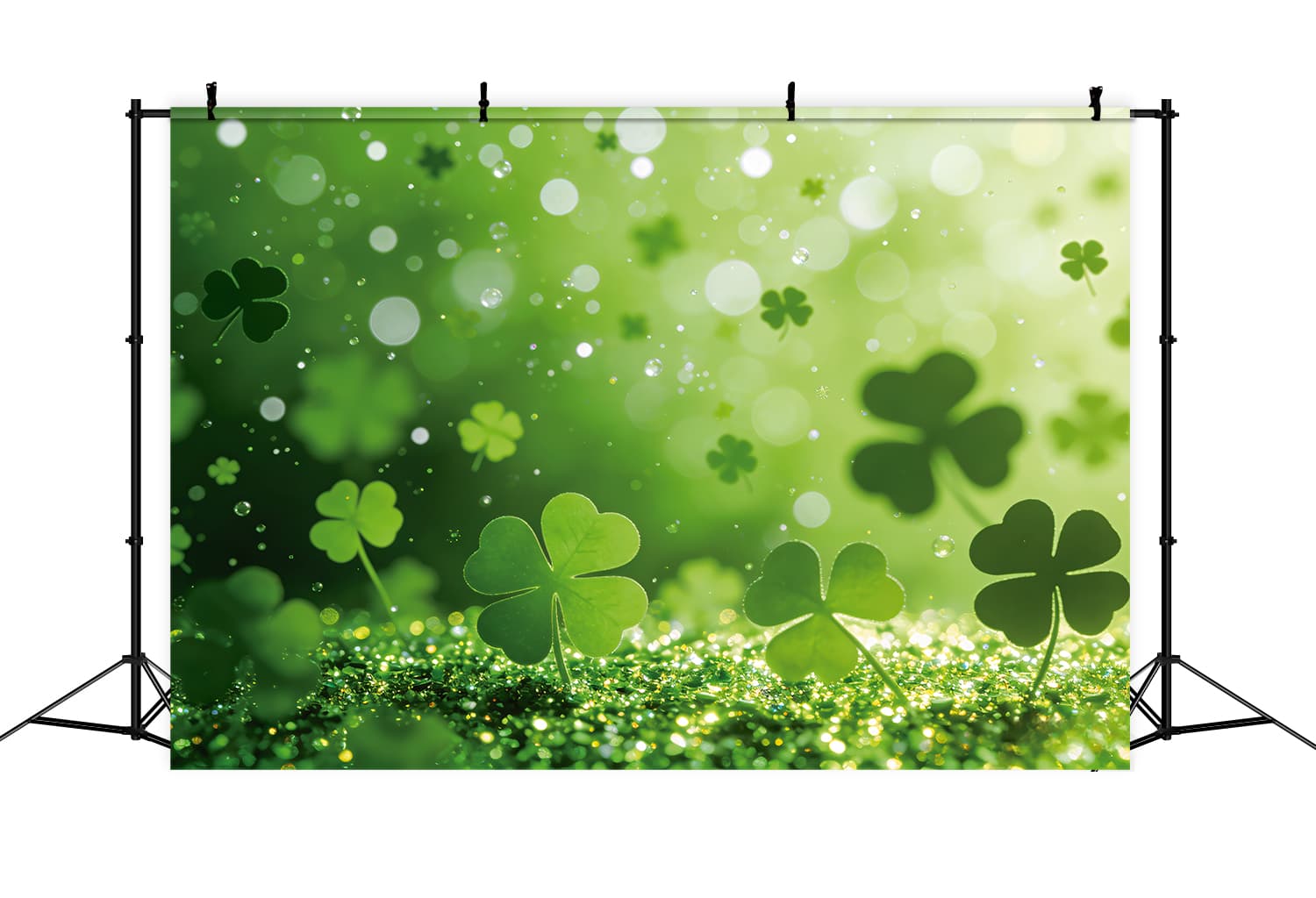 St Patrick's Day Photo Backdrops Soft Bokeh Clover Glow Lucky One Backdrop UK LXX512-41