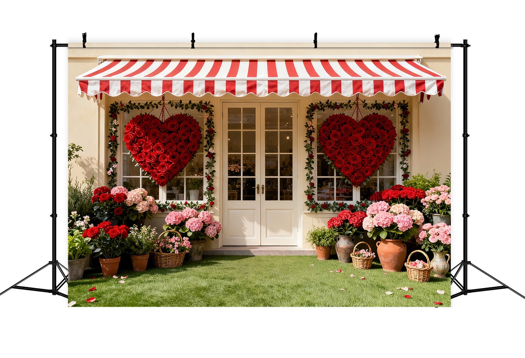 Rose Heart Backdrop Heart Garden Shopfront Roses Romantic Backdrop UK LXX512-49