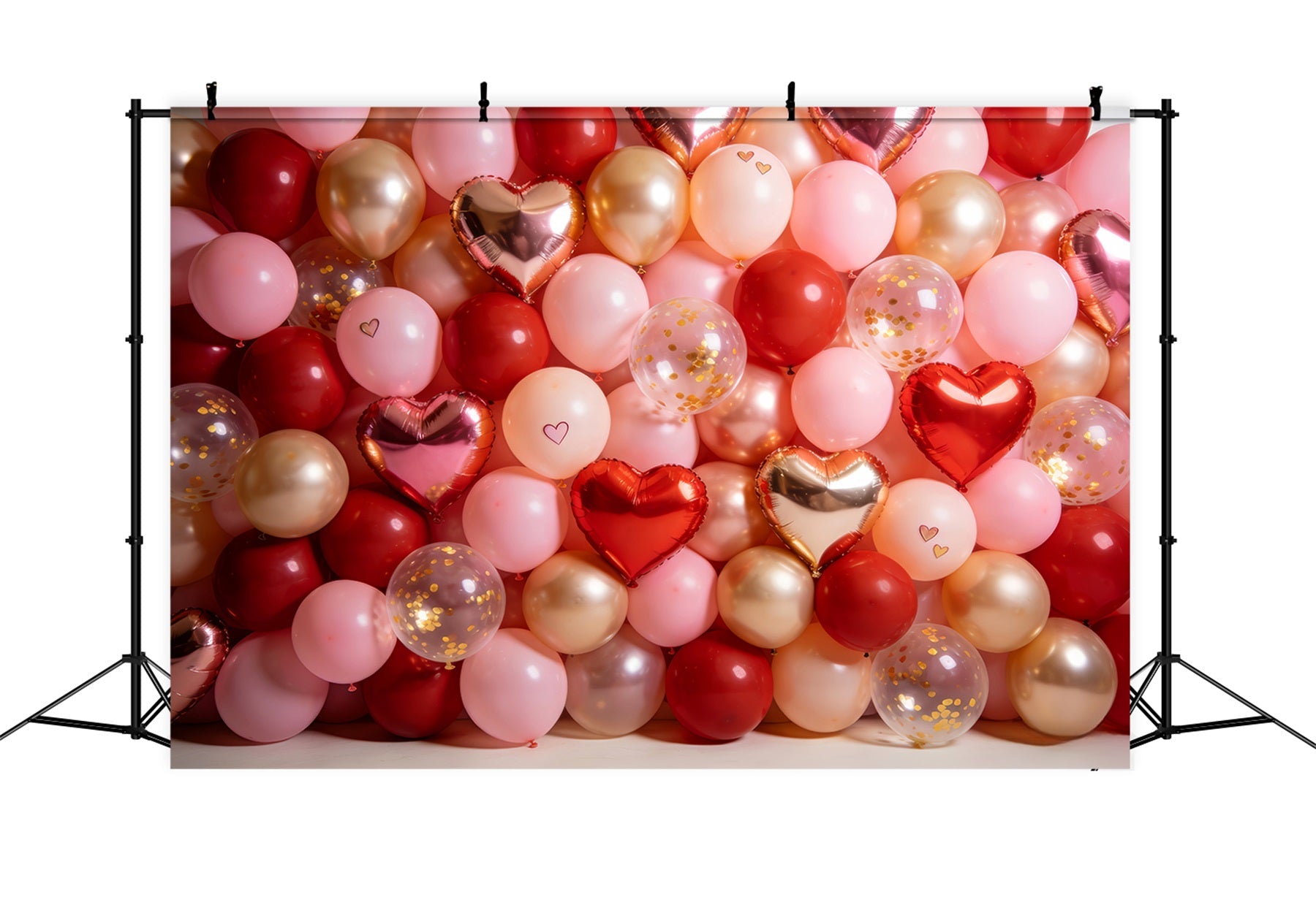 Valentine's Day Backdrop Rose Gold Balloon Wall Romantic Backdrop UK LXX512-54