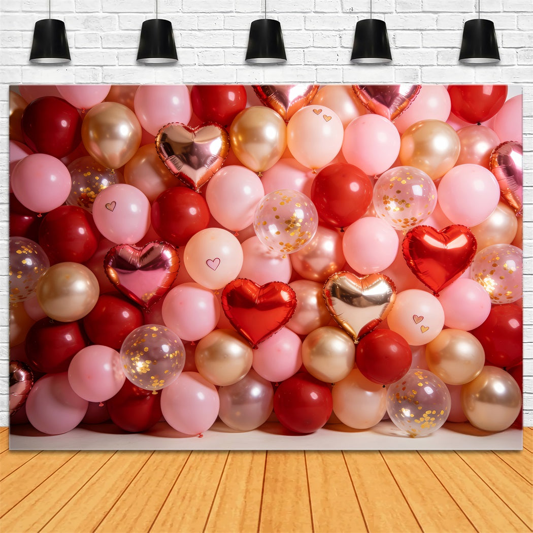 Valentine's Day Backdrop Rose Gold Balloon Wall Romantic Backdrop UK LXX512-54