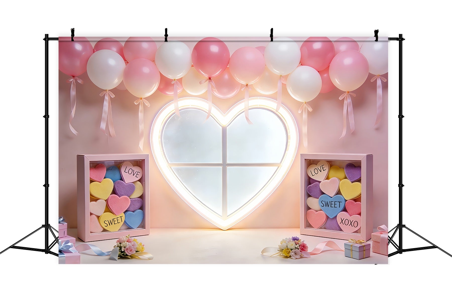 Heart Backdrop Soft Blush Balloon Heart Pink Valentine Backdrop UK LXX512-62