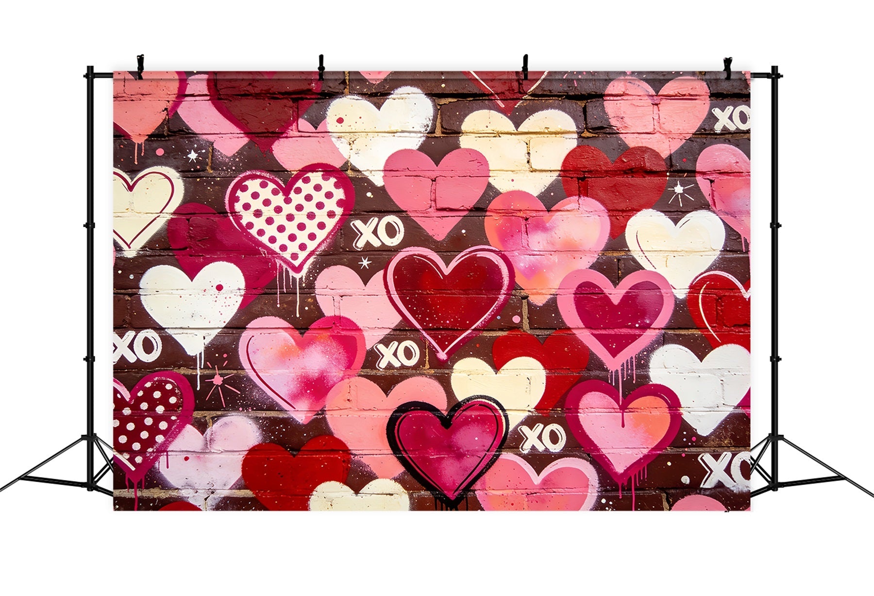 XOXO Backdrop Graffiti Heart Brick Wall 90s Valentine Backdrop UK LXX512-78