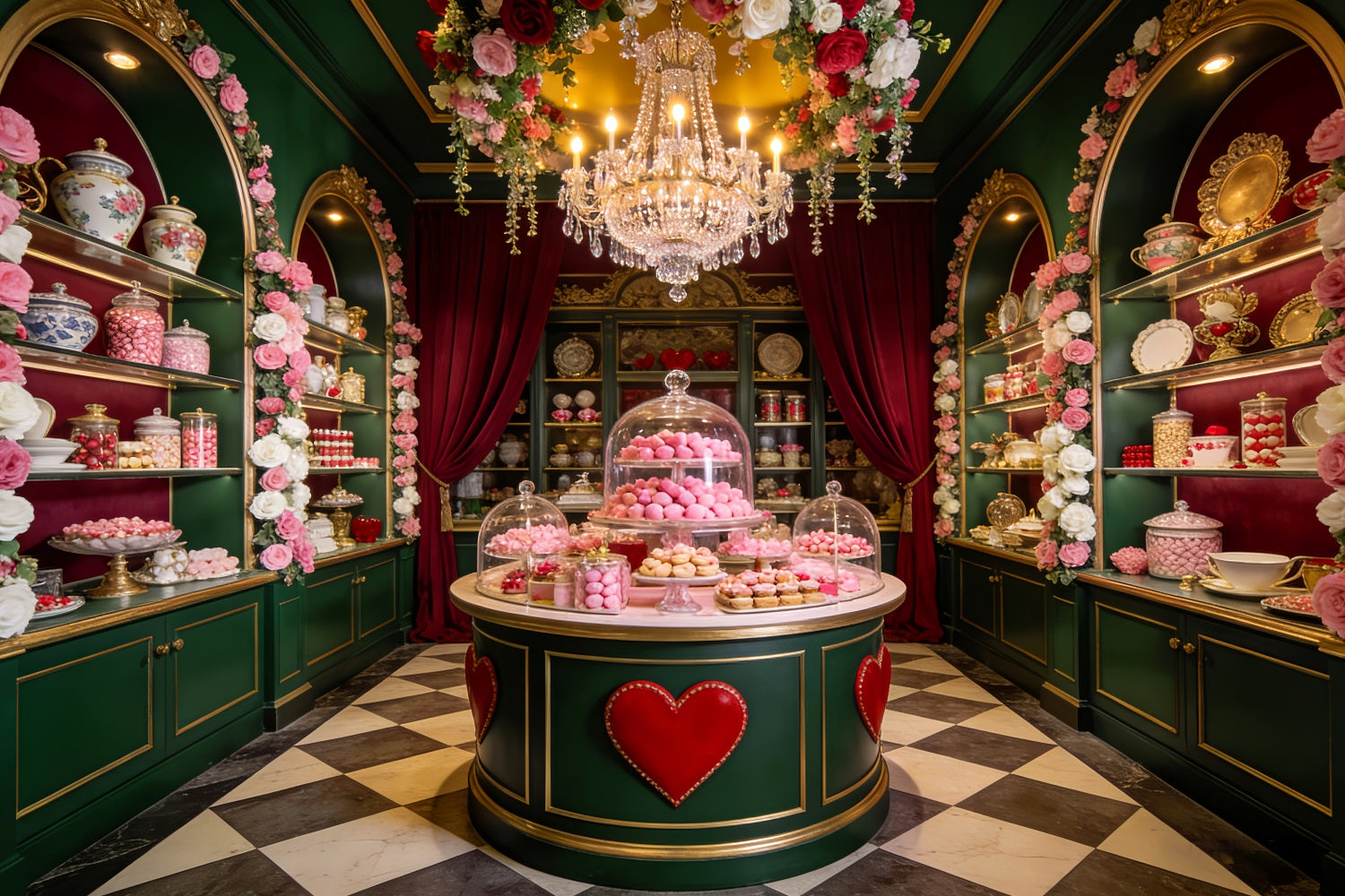 Candy Shop Valentine Backdrop Sweet Dessert Table 90s Valentine Backdrop UK LXX512-99