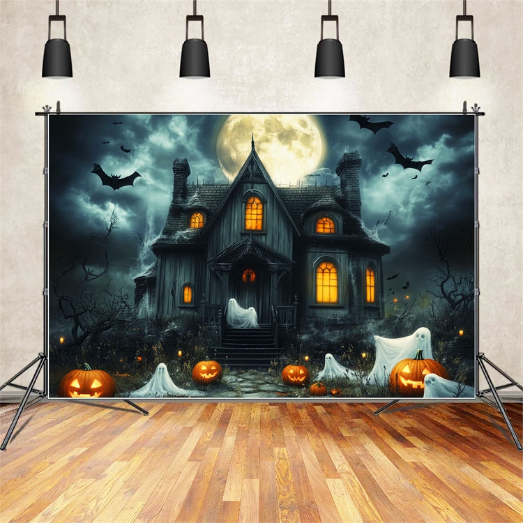Haunted House Backdrop Moon Ghost Parade Halloween Backdrop UK LXX57-104