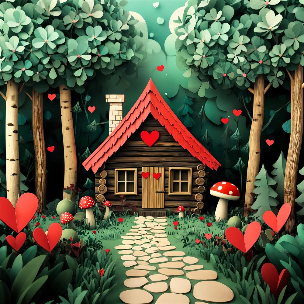Woodland Forest Backdrop Whimsy Heart Cottage Backdrop UK LXX57-122