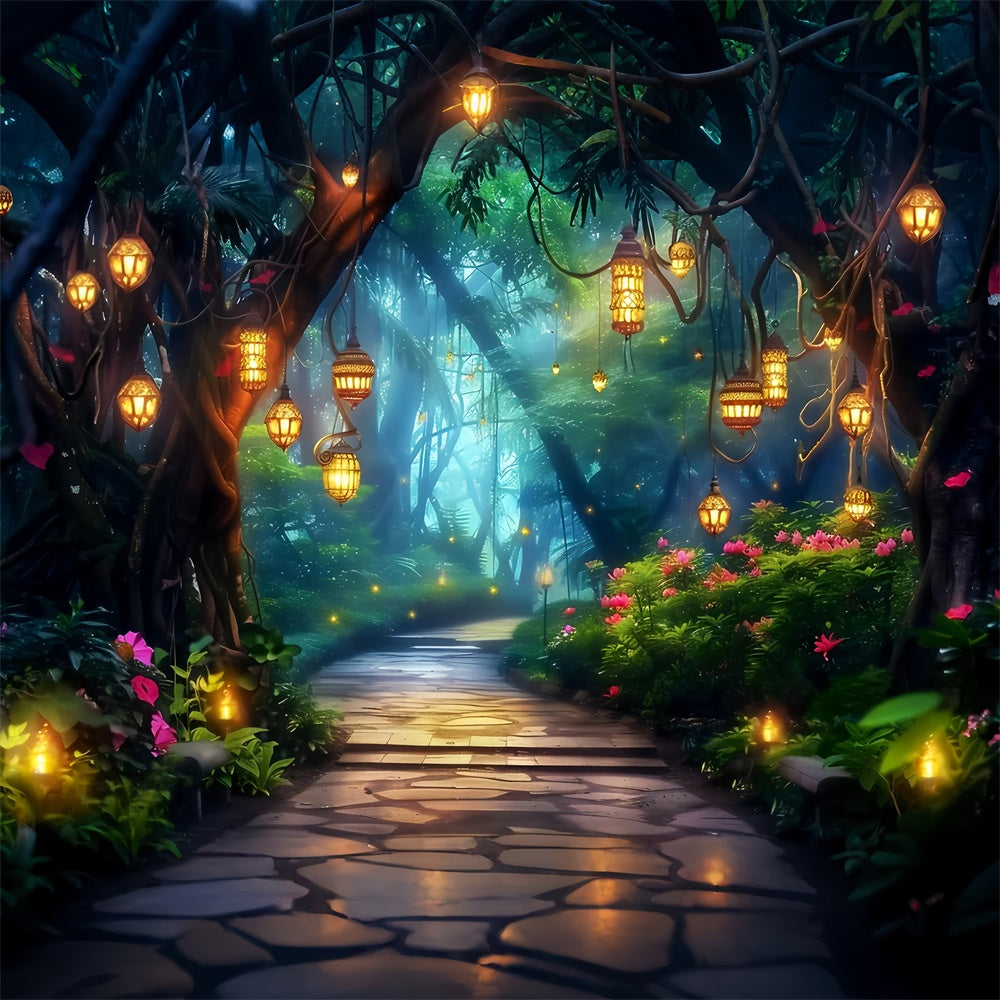 Fantasy Forest Backdrop Glowing Bloom Pathway Backdrop UK LXX57-125