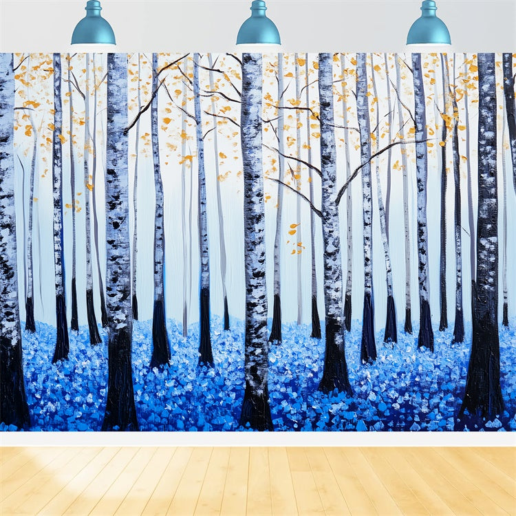 Forest Photo Backdrop Blue Petal Birch Forest Backdrop UK LXX57-127